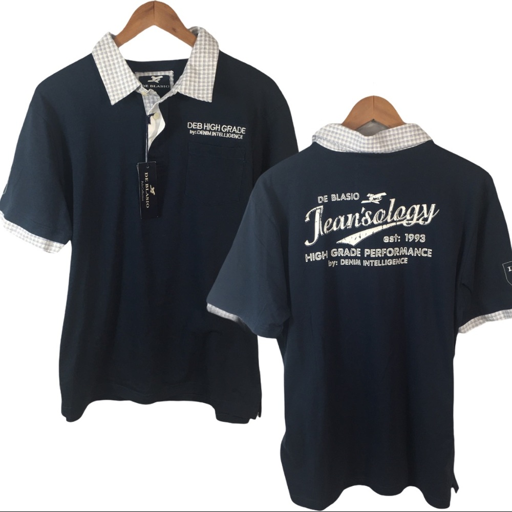 PO343 NWT De Blasio Denim High Grade Polo Shirt XL